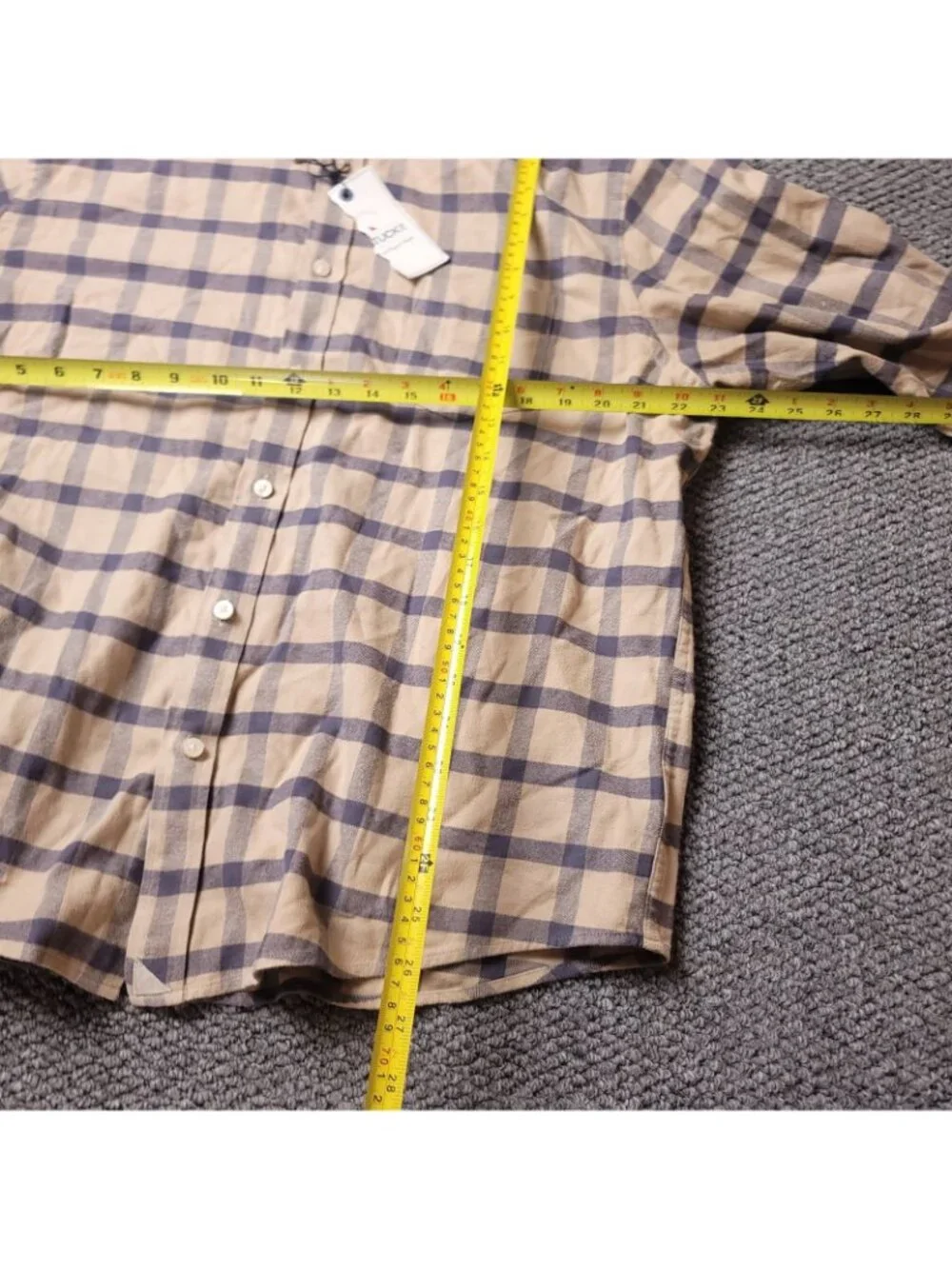 UNTUCKit Barnard Shirt Mens L Large Relaxed Tan Plaid Button Long Sleeve Cotton